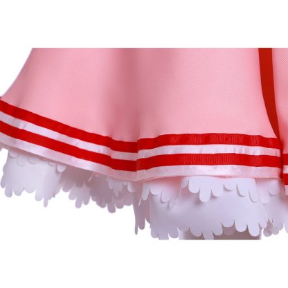 Cardcaptor Sakura Cosplay Costume - Pink Long Sleeve Dress with Hat, Shawl, Ribbon & Bow | Astricos-Astricos