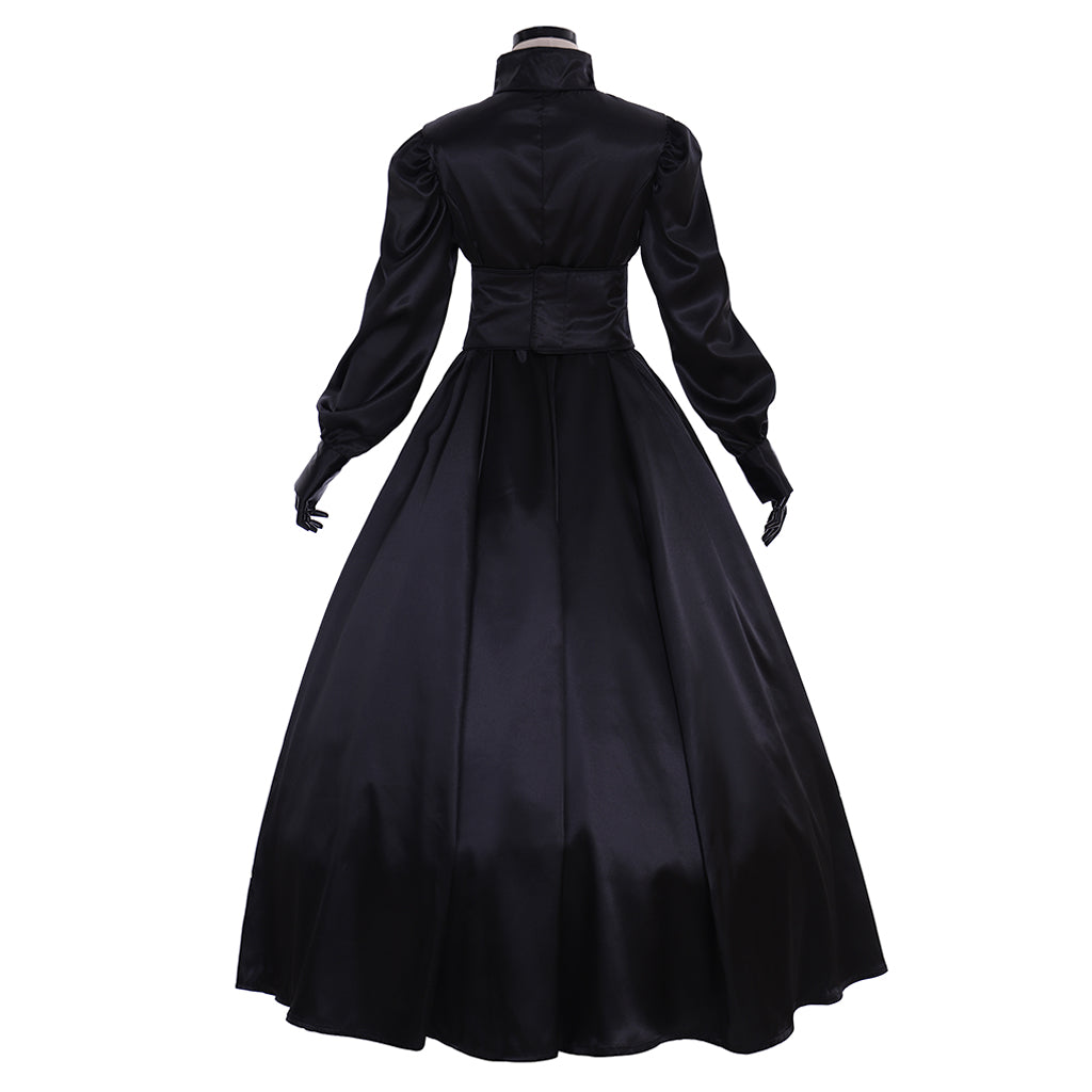 Elegant Black Renaissance Medieval Dress - Victorian Southern Belle Costume for Women-Astricos