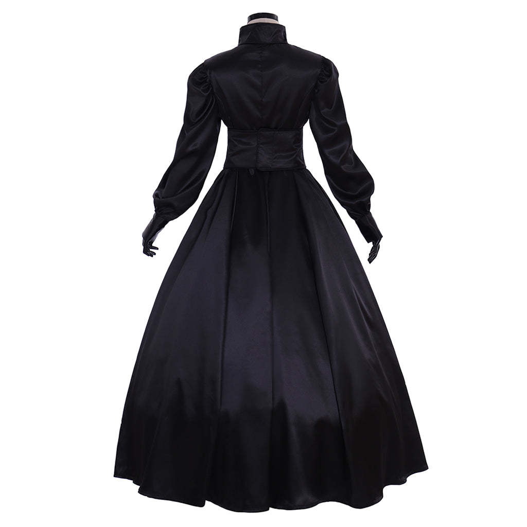 Elegant Black Renaissance Medieval Dress - Victorian Southern Belle Costume for Women-Astricos