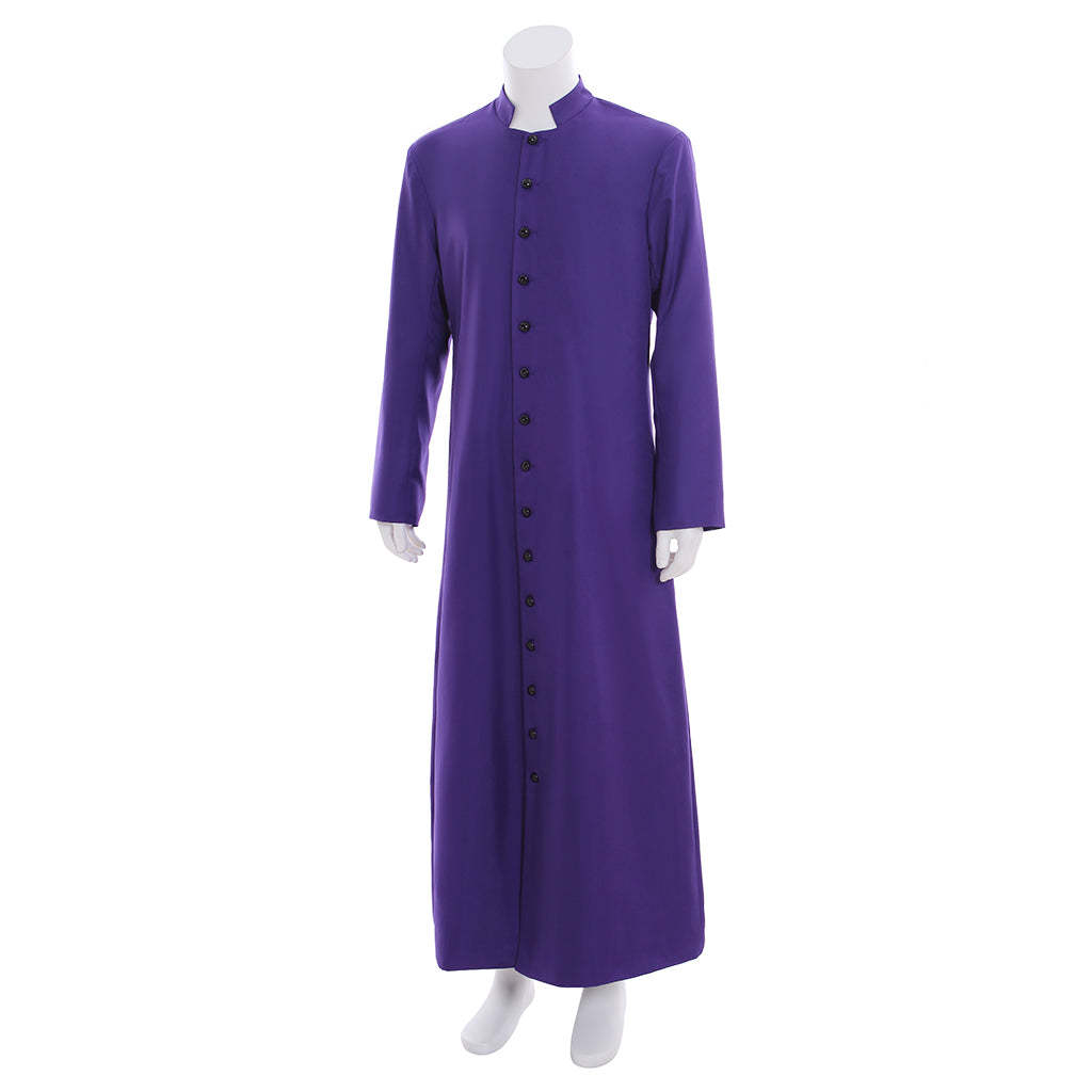 Men's Purple Clergy Robes Cassock - Standing Collar Church Priest Costume for Liturgical Events-Astricos