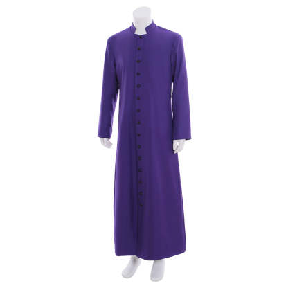 Men's Purple Clergy Robes Cassock - Standing Collar Church Priest Costume for Liturgical Events-Astricos