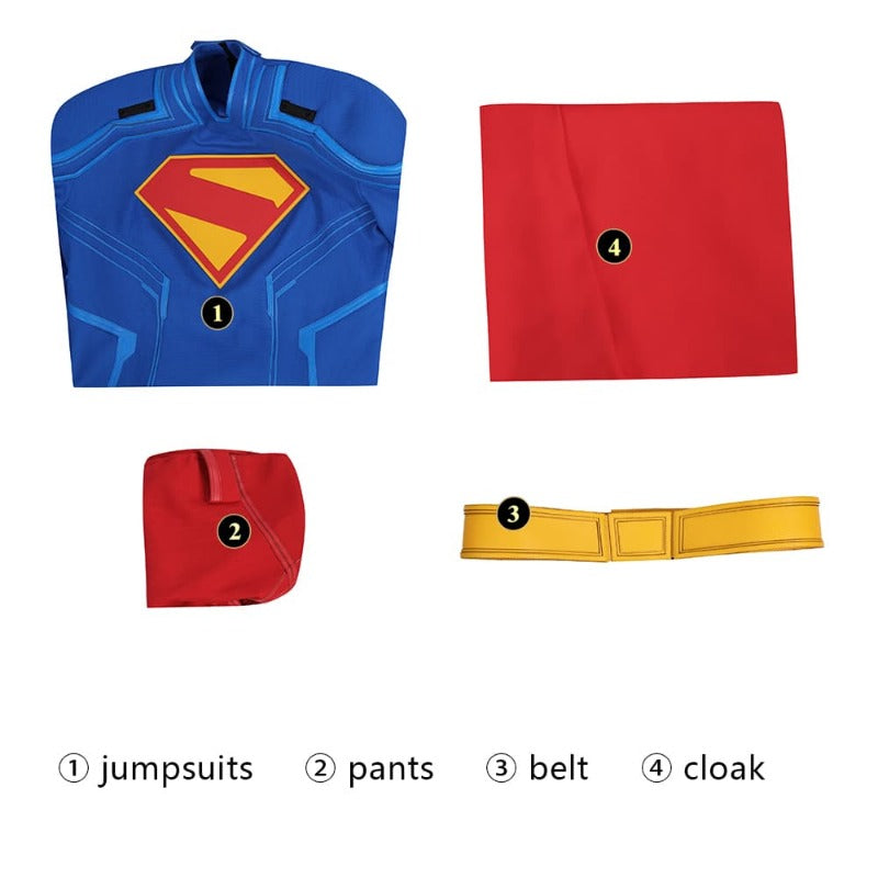 Superhero Legacy Clark Kent Cosplay Costume - Blue Zentai Bodysuit with Red Cape | Astricos-Astricos