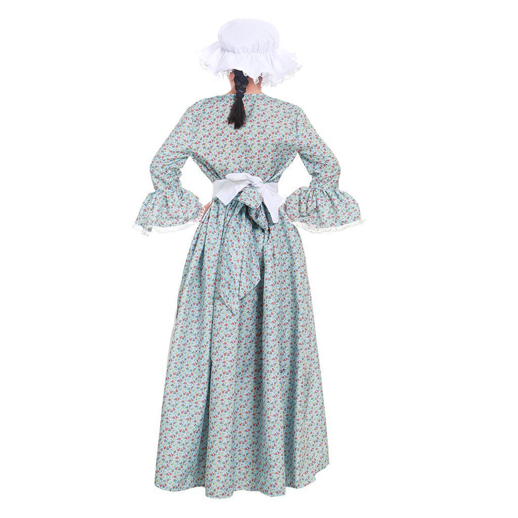 Child Victorian Pioneer Pilgrim Wench Floral Prairie Dress - Kids Colonial Costume-Astricos
