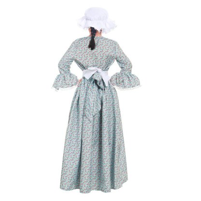 Child Victorian Pioneer Pilgrim Wench Floral Prairie Dress - Kids Colonial Costume-Astricos
