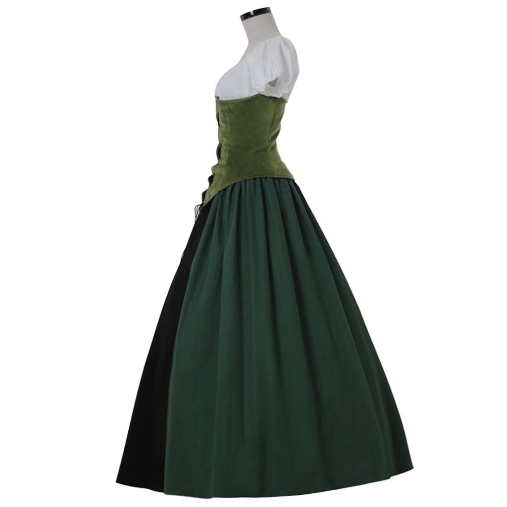 Victorian Civil War Princess Dress - Green Medieval Ball Gown for Halloween & Cosplay-Astricos
