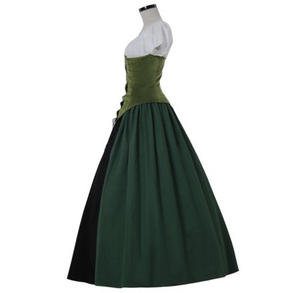 Victorian Civil War Princess Dress - Green Medieval Ball Gown for Halloween & Cosplay-Astricos