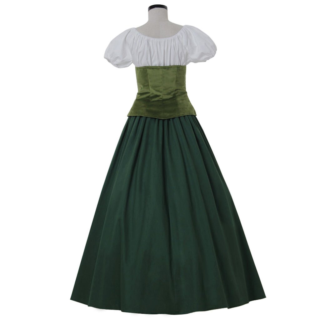 Victorian Civil War Princess Dress - Green Medieval Ball Gown for Halloween & Cosplay-Astricos
