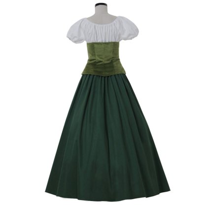 Victorian Civil War Princess Dress - Green Medieval Ball Gown for Halloween & Cosplay-Astricos
