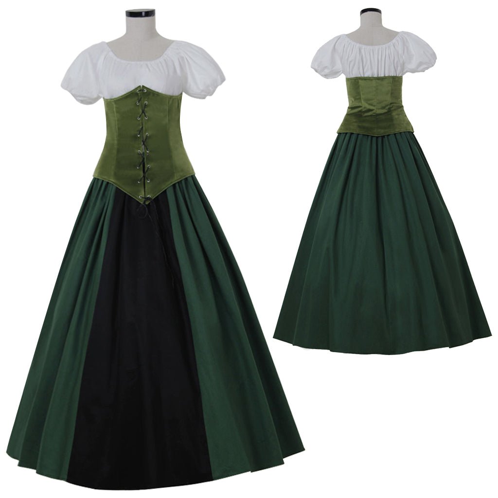 Victorian Civil War Princess Dress - Green Medieval Ball Gown for Halloween & Cosplay-Astricos