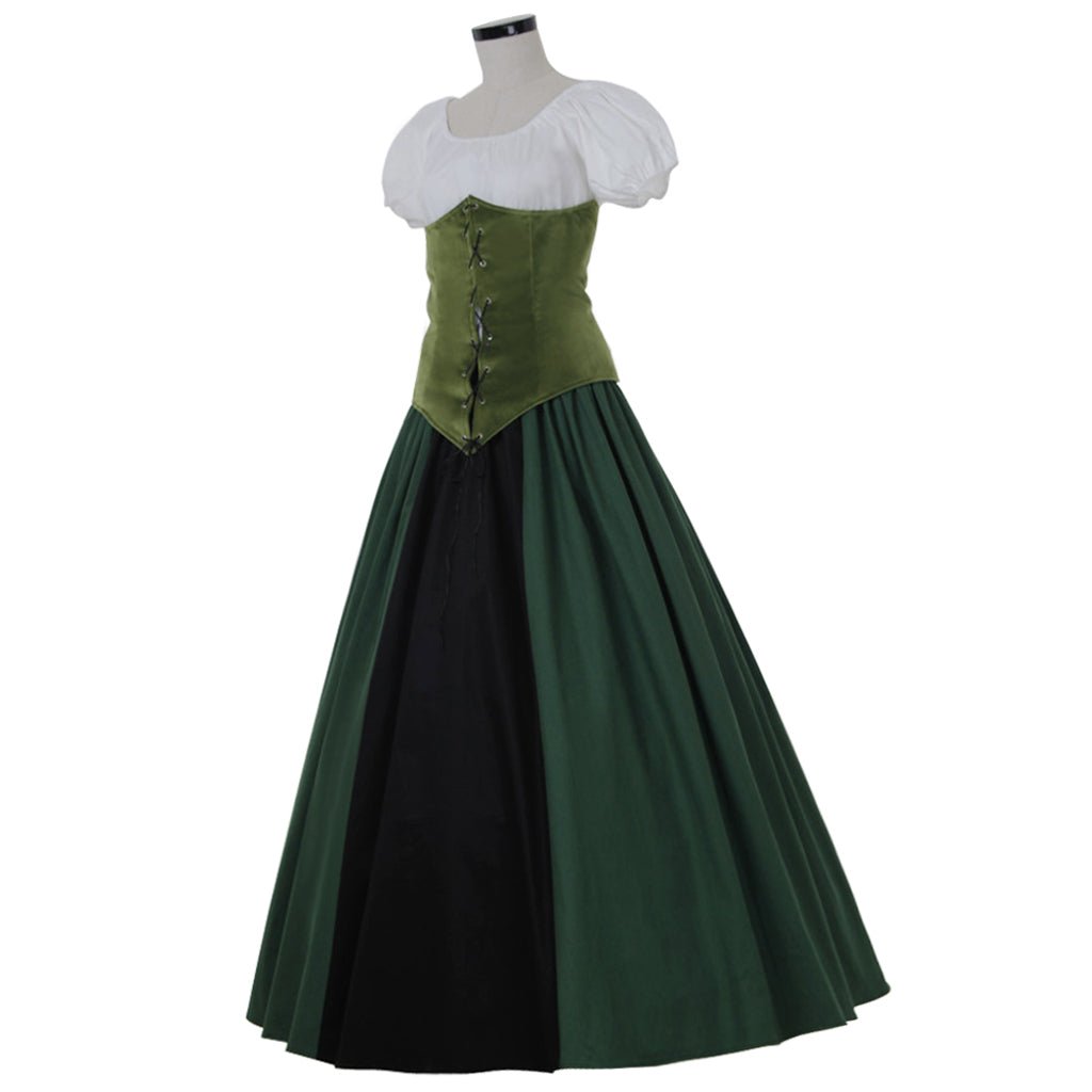 Victorian Civil War Princess Dress - Green Medieval Ball Gown for Halloween & Cosplay-Astricos