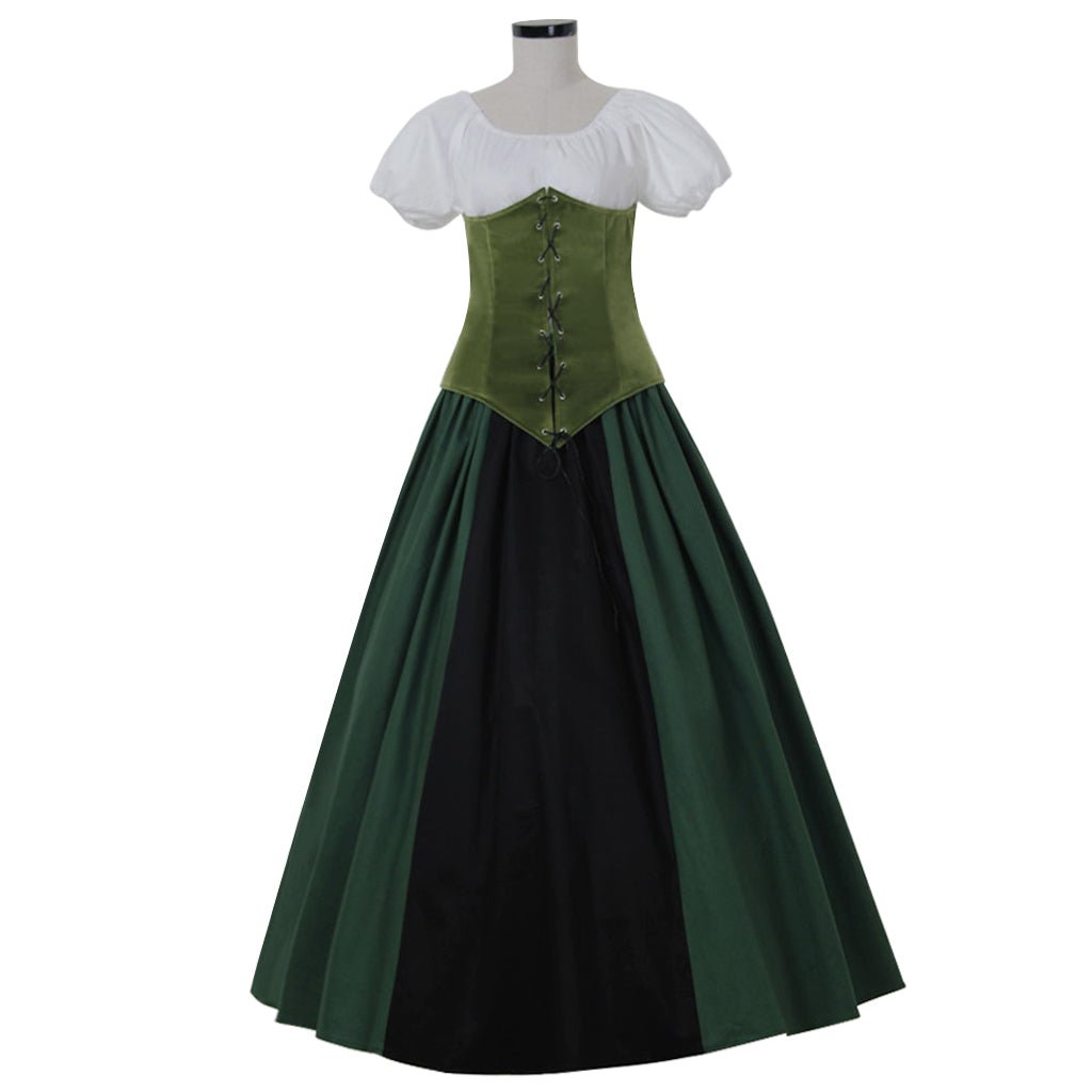 Victorian Civil War Princess Dress - Green Medieval Ball Gown for Halloween & Cosplay-Astricos
