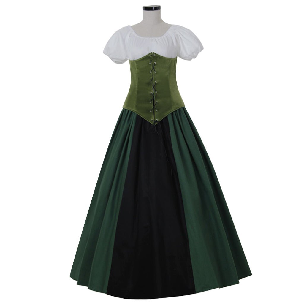 Victorian Civil War Princess Dress - Green Medieval Ball Gown for Halloween & Cosplay-Astricos