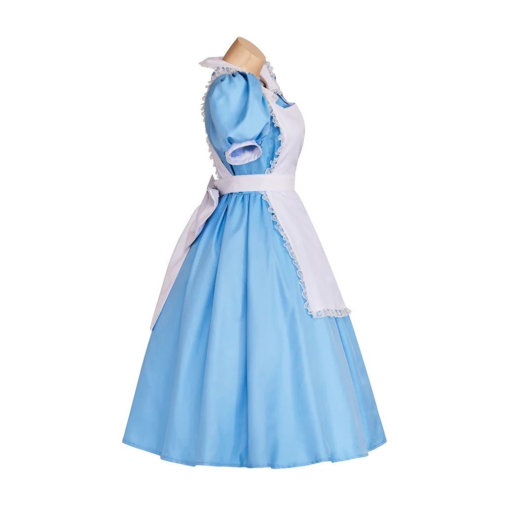 Deluxe Lolita Alice Cosplay Costume – Elegant Maid Dress with Apron & Bow for Halloween & Conventions-Astricos
