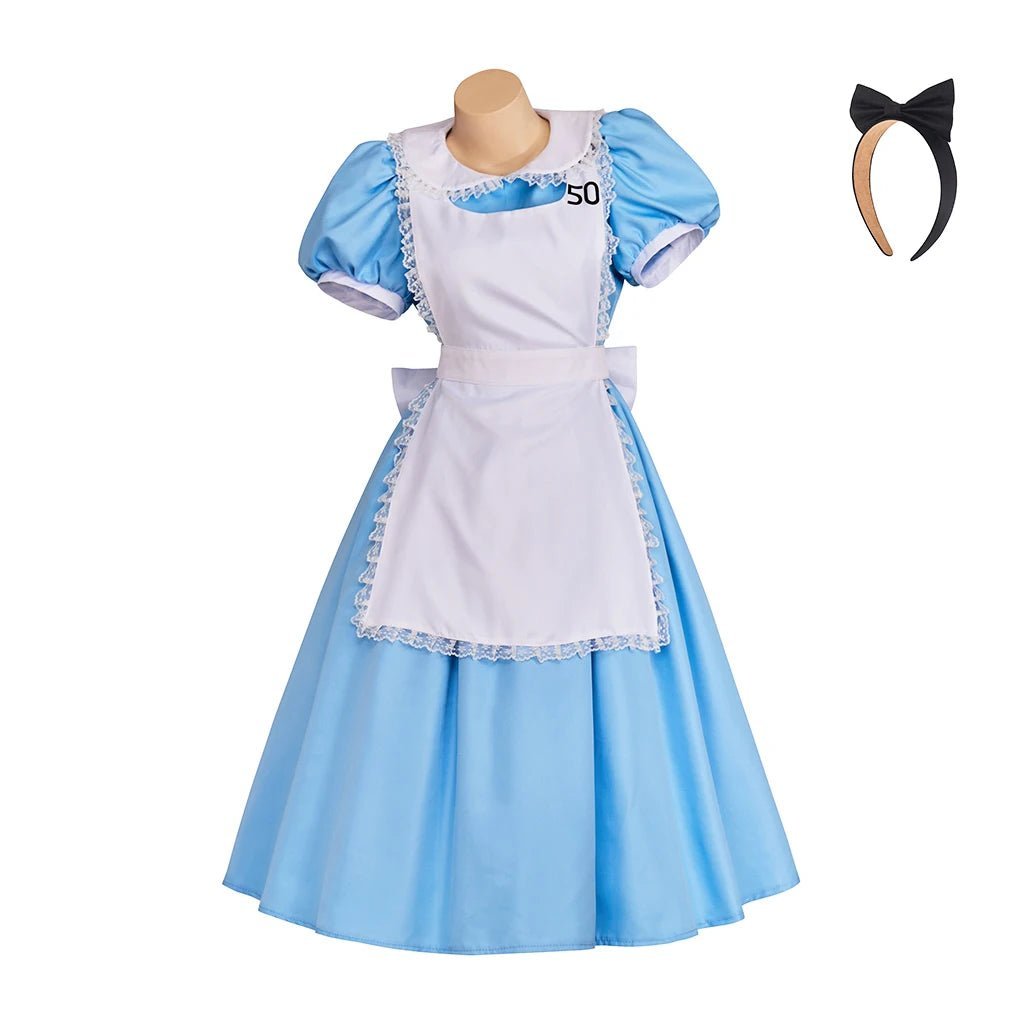 Deluxe Lolita Alice Cosplay Costume – Elegant Maid Dress with Apron & Bow for Halloween & Conventions-Astricos