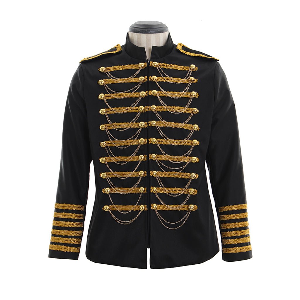 Classic Military Blazer Jacket for Men | Double Breasted Embroidery | Black & Red Suits for Prom & Wedding-Astricos