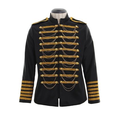 Classic Military Blazer Jacket for Men | Double Breasted Embroidery | Black & Red Suits for Prom & Wedding-Astricos