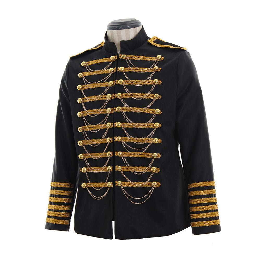 Classic Military Blazer Jacket for Men | Double Breasted Embroidery | Black & Red Suits for Prom & Wedding-Astricos