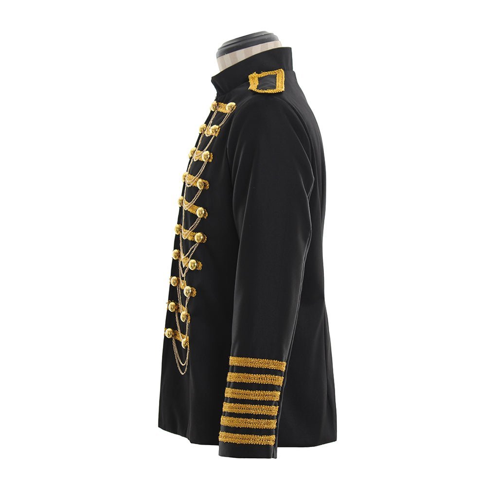 Classic Military Blazer Jacket for Men | Double Breasted Embroidery | Black & Red Suits for Prom & Wedding-Astricos