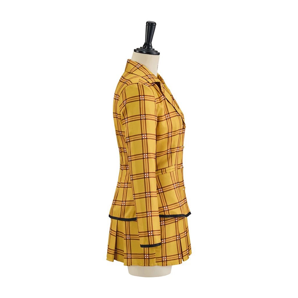 Clueless Cher Horowitz Cosplay Costume School Uniform Yellow Plaid JK Uniform Jacket TShirt Vest Skirt Suit Halloween Outfit - Astricos