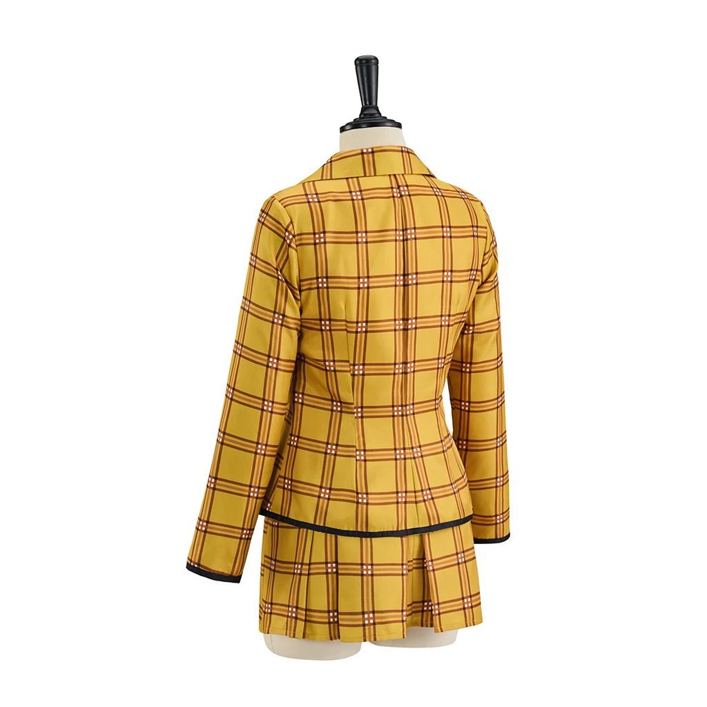 Clueless Cher Horowitz Cosplay Costume School Uniform Yellow Plaid JK Uniform Jacket TShirt Vest Skirt Suit Halloween Outfit - Astricos