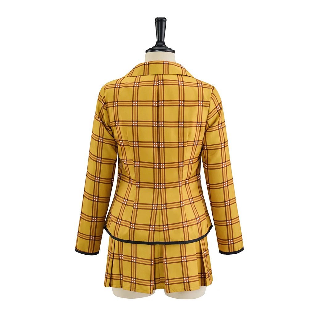 Clueless Cher Horowitz Cosplay Costume School Uniform Yellow Plaid JK Uniform Jacket TShirt Vest Skirt Suit Halloween Outfit - Astricos