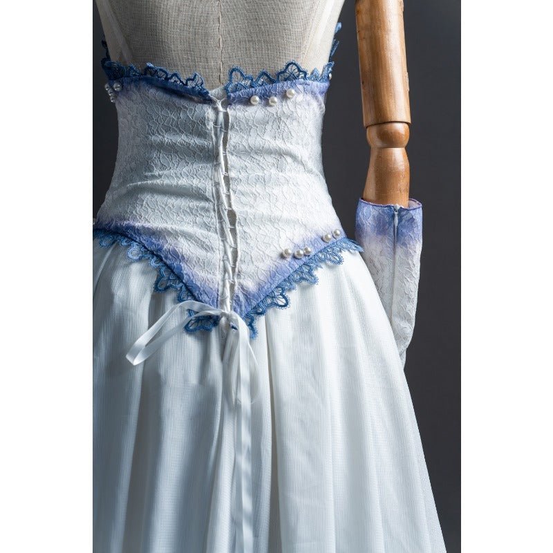 Emily Corpse Bride Cosplay Costume & Gothic Zombie Ghost Halloween Wig Outfit-Astricos