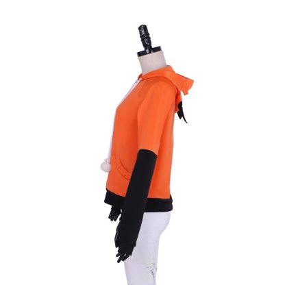 Orange Velvet Fox Ears Zipper Hoodie - Custom Cosplay Costume for Anime Fans-Astricos
