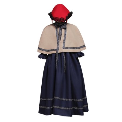 Custom Girls Medieval Gothic Lolita Church Cosplay Costume – Unique Fantasy Outfit with Cape & Hat | Astricos-Astricos