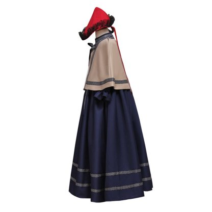 Custom Girls Medieval Gothic Lolita Church Cosplay Costume – Unique Fantasy Outfit with Cape & Hat | Astricos-Astricos