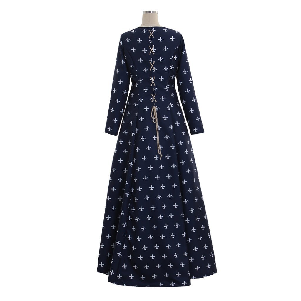 Custom Medieval Renaissance Blue Spring Dress for Women - Elegant Cosplay Costume-Astricos