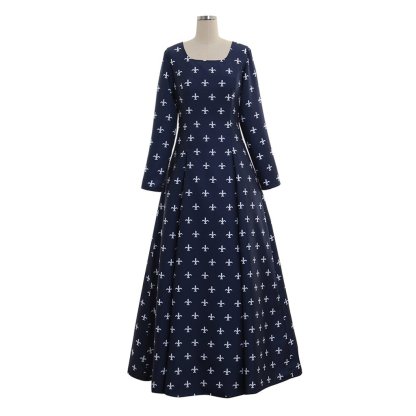 Custom Medieval Renaissance Blue Spring Dress for Women - Elegant Cosplay Costume-Astricos