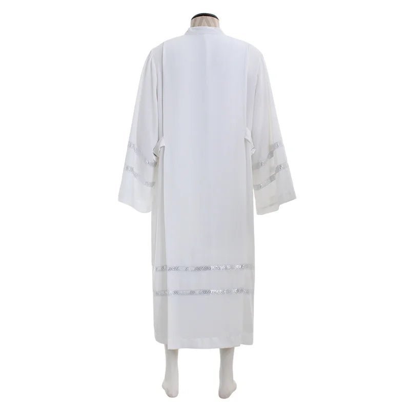 Custom Medieval Clergy Robe - White Cassock Cosplay Costume with Embroidery | Astricos-Astricos