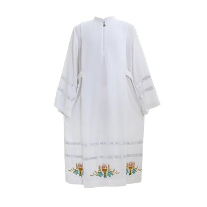 Custom Medieval Clergy Robe - White Cassock Cosplay Costume with Embroidery | Astricos-Astricos