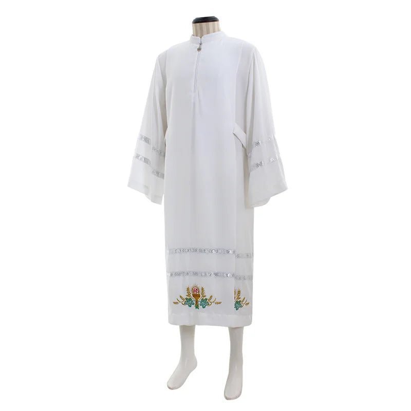 Custom Medieval Clergy Robe - White Cassock Cosplay Costume with Embroidery | Astricos-Astricos