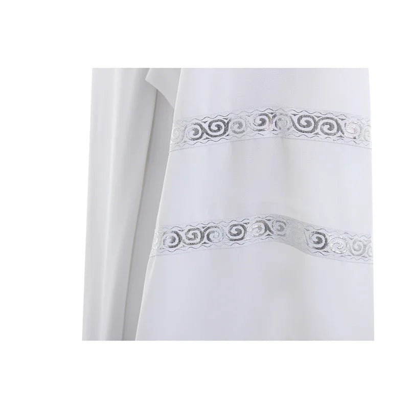 Custom Medieval Clergy Robe - White Cassock Cosplay Costume with Embroidery | Astricos-Astricos