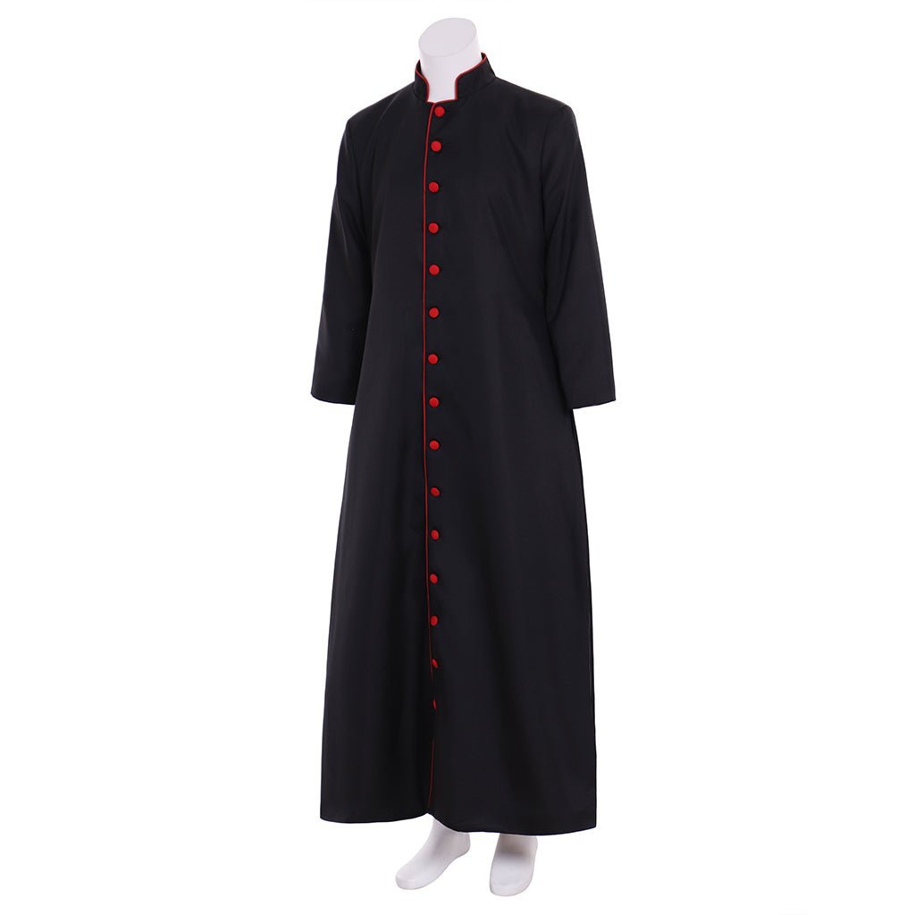 Roman Black Clergy Cassock Costume | Medieval Clergy Robe for Cosplay & Halloween-Astricos