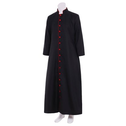 Roman Black Clergy Cassock Costume | Medieval Clergy Robe for Cosplay & Halloween-Astricos
