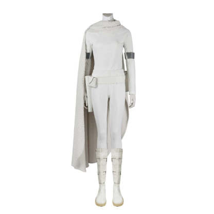 Queen Amidala Padmé White Battle Outfit with Cloak - Star Wars Cosplay Costume for Comic Con & Halloween-Astricos