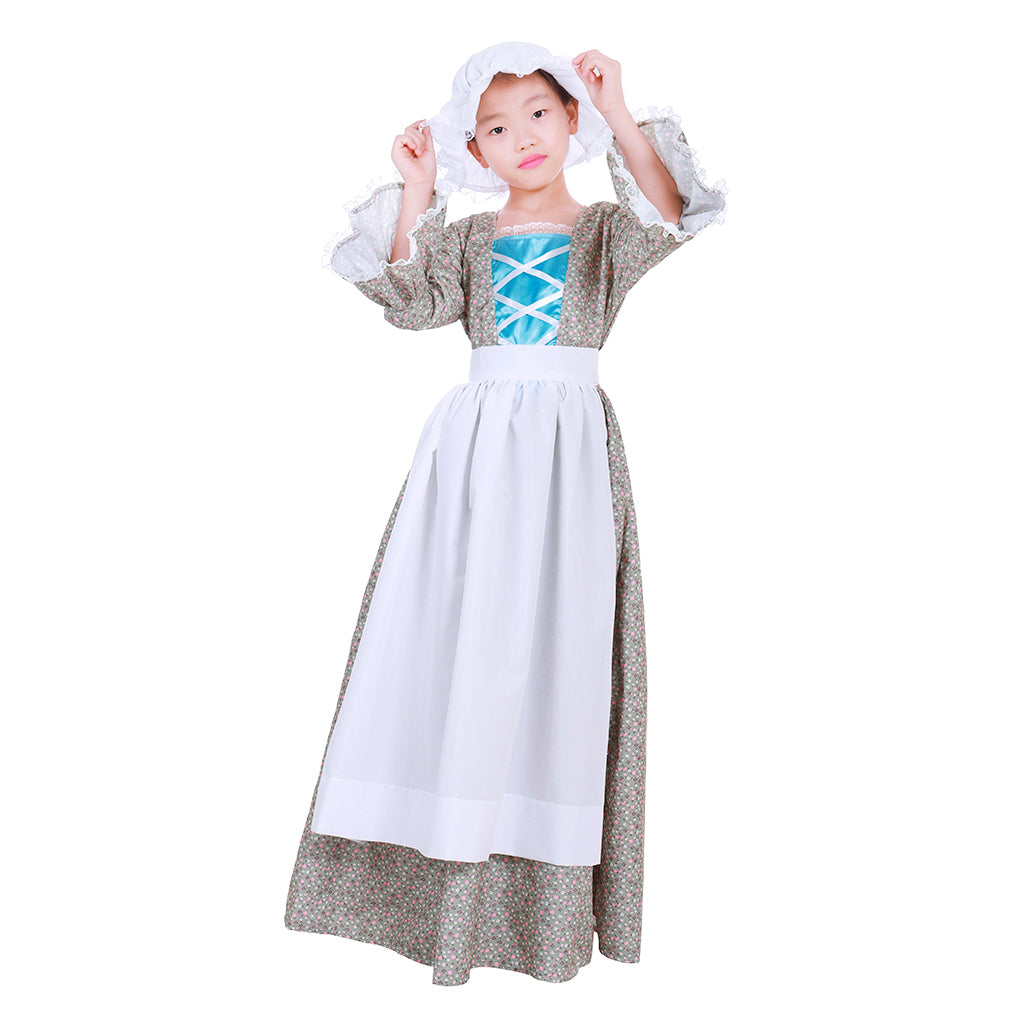 Authentic Pioneer Prairie Colonial Maid Costume for Girls & Kids | Astricos-Astricos