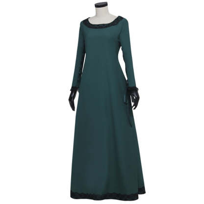 Authentic Medieval Irish Renaissance Dress - Dark Green Cosplay Costume-Astricos