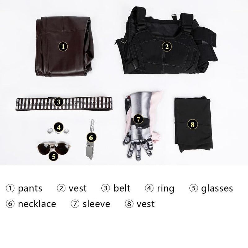 Johnny Silverhand Cyberpunk 2077 Cosplay Costume - Sleeveless Vest Halloween Party Outfit-Astricos