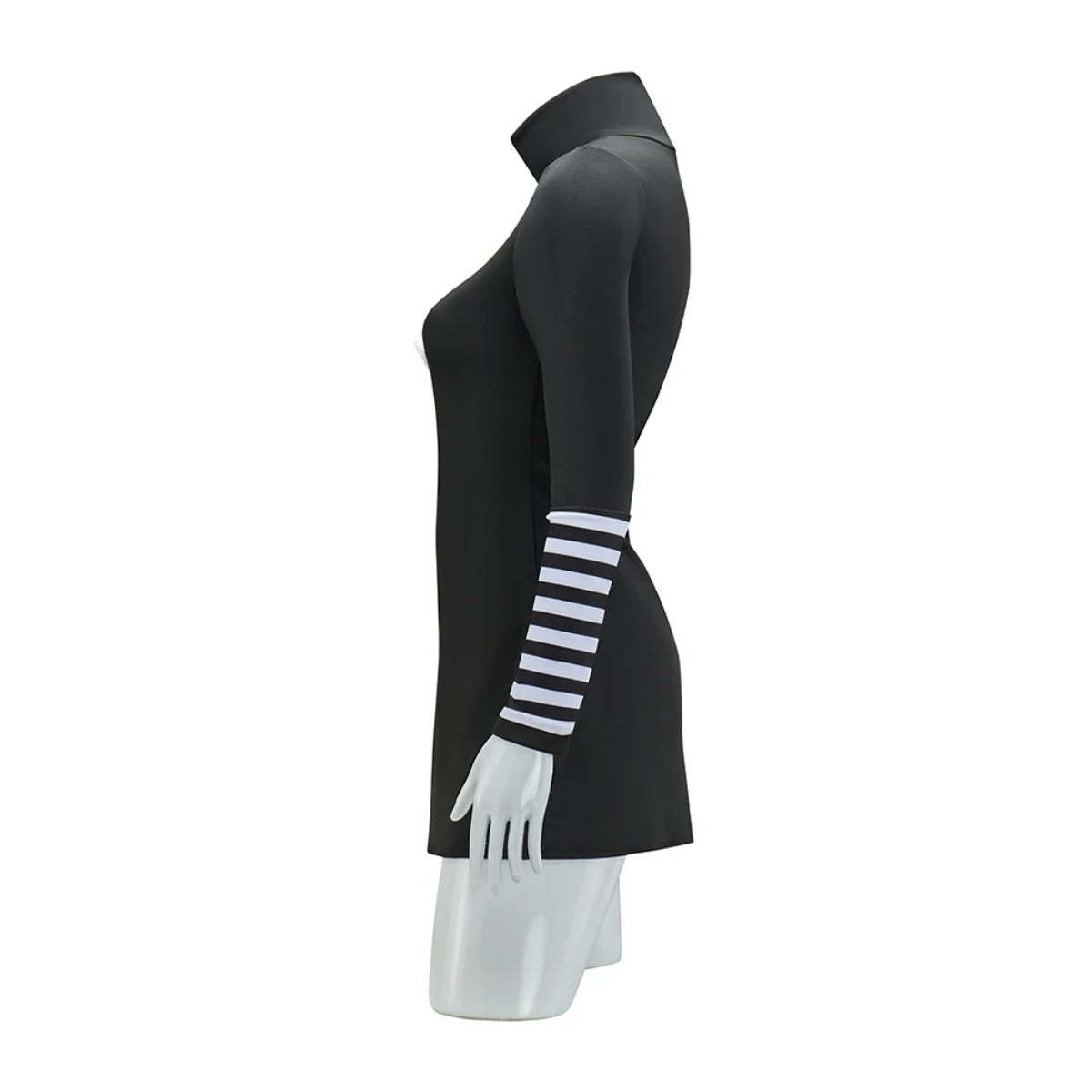 Marionette Cosplay Costume - Black Dress with Striped Stockings for Adult Women | Halloween & Carnival-Astricos