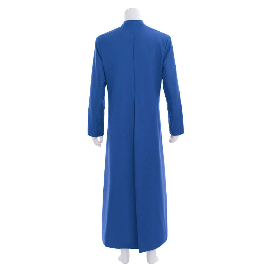 Blue Men's Clergy Robes Cassock - Traditional Church Priest Costume with Standing Collar-Astricos