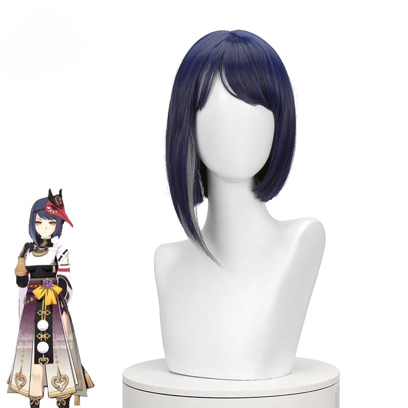 Genshin Impact Kujou Sara Cosplay Wig - 35cm Short Straight Heat Resistant Synthetic Hair-Astricos