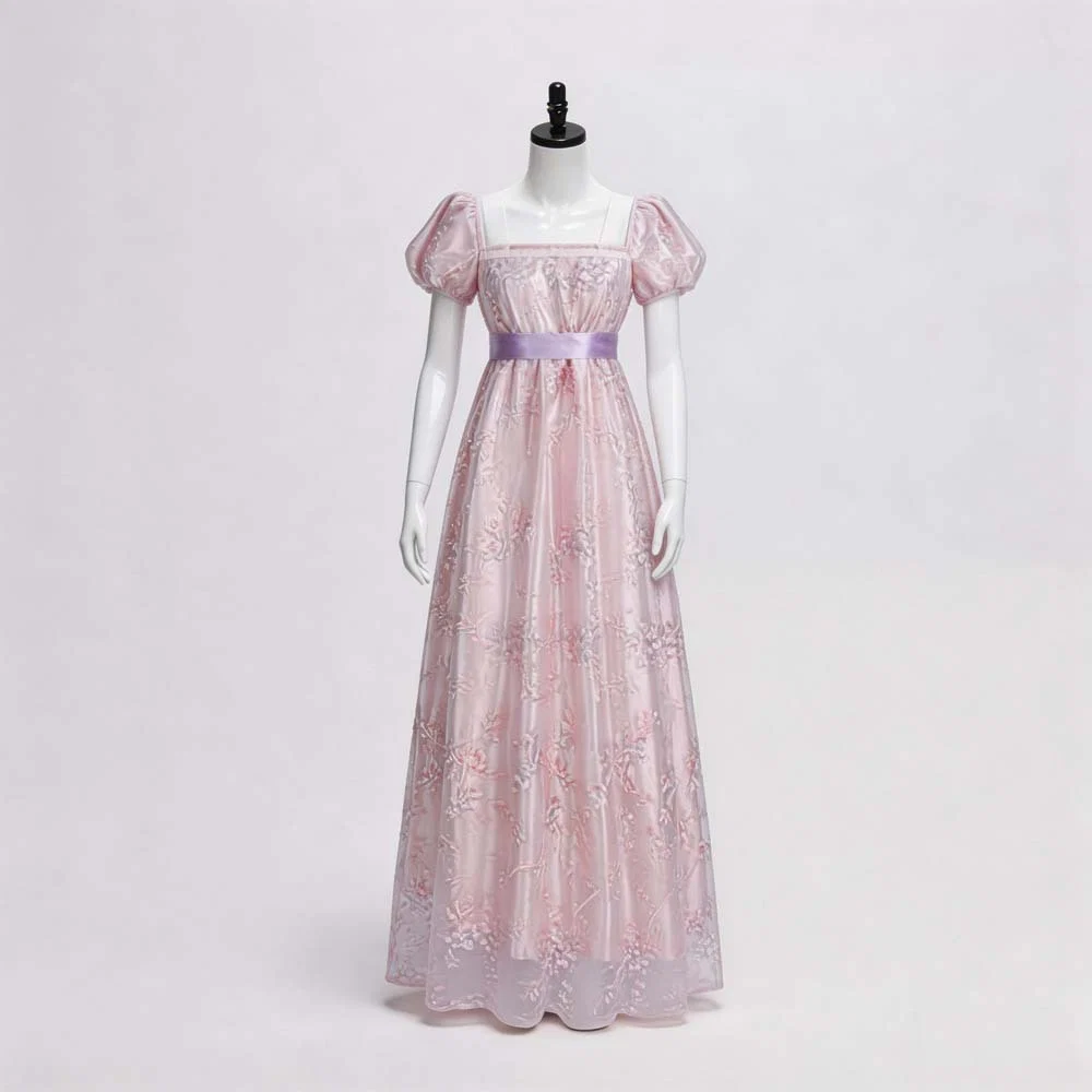Regency Empire Waist Long Dress, Custom‑Made for Medieval Theme & Tea Party
