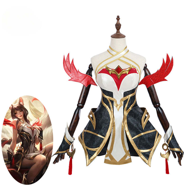 LOL Risen Legend Ahri Cosplay Costume - Nine Tailed Demon Fox Outfit for Halloween & Women-Astricos