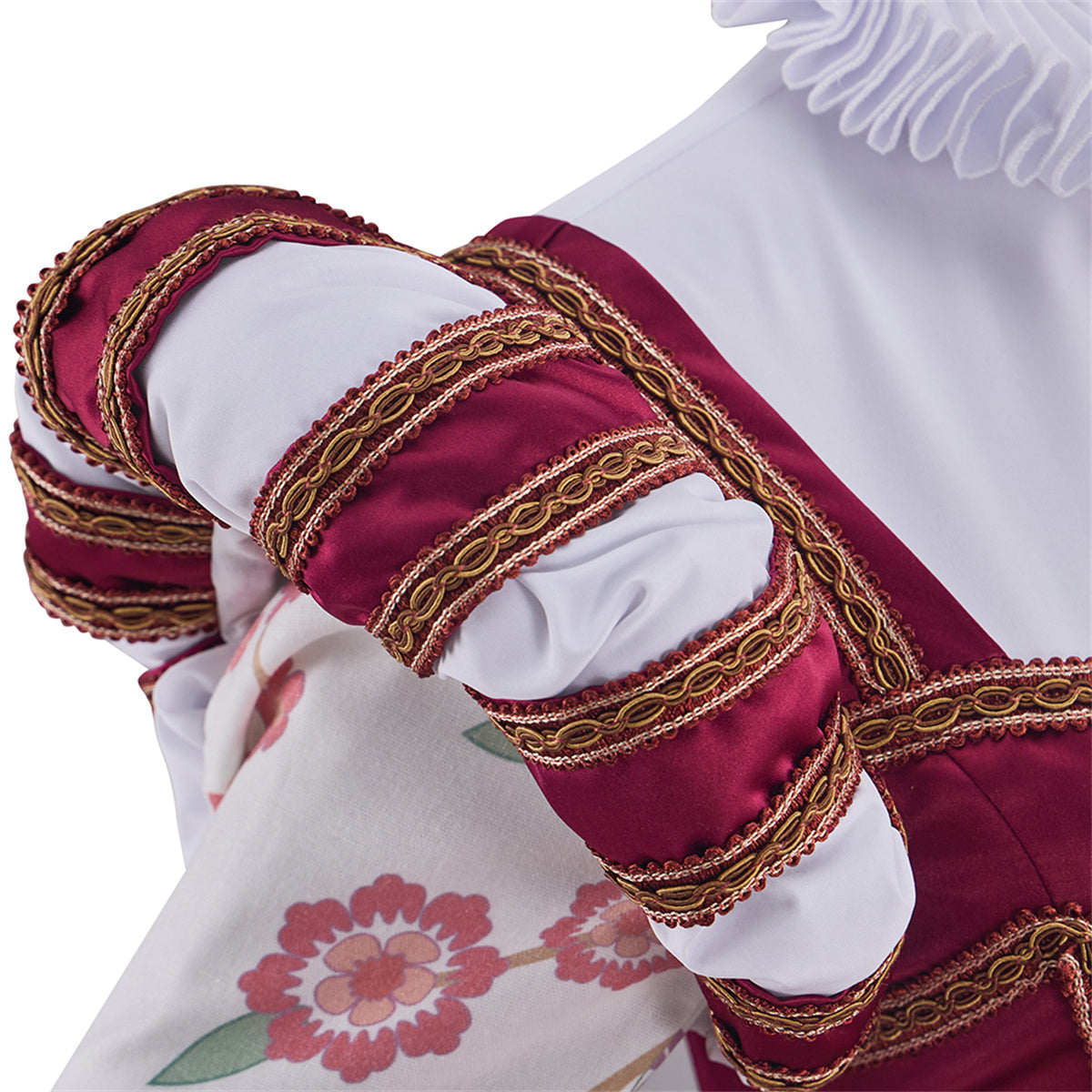 Tudor Dynasty Red Waistcoat Floral Dress - Premium Cosplay Costume-Astricos