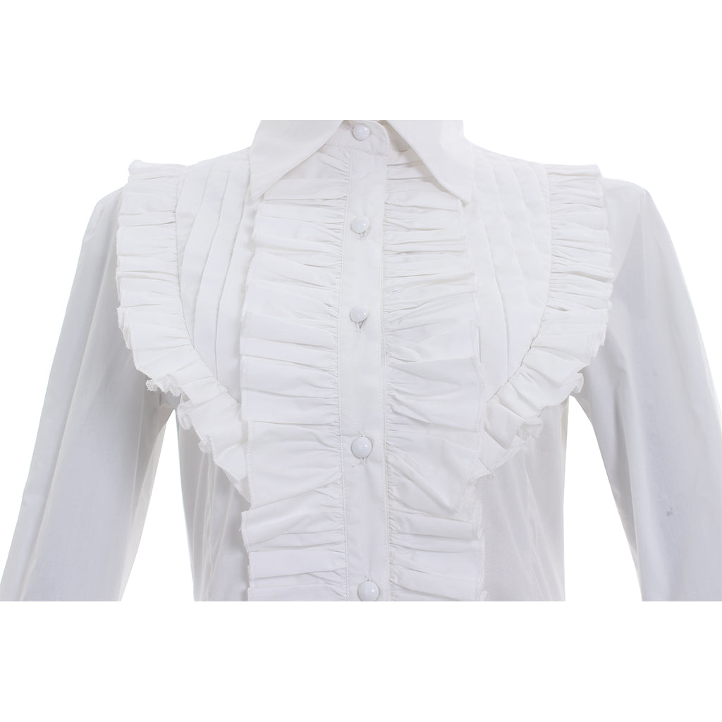 Victorian Gothic Women's Romantic Vintage Ruffle White Blouse - Steampunk Fashion Top-Astricos