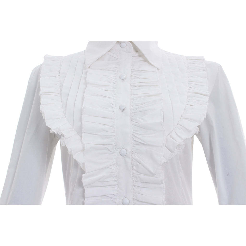 Victorian Gothic Women's Romantic Vintage Ruffle White Blouse - Steampunk Fashion Top-Astricos