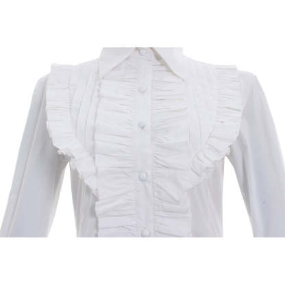 Victorian Gothic Women's Romantic Vintage Ruffle White Blouse - Steampunk Fashion Top-Astricos